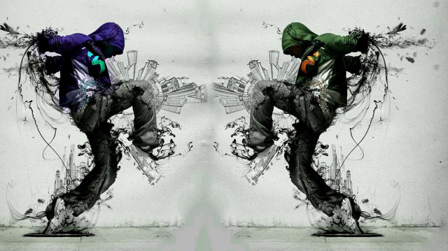 Dancing arms around split screen free wallpaper - medium preview image