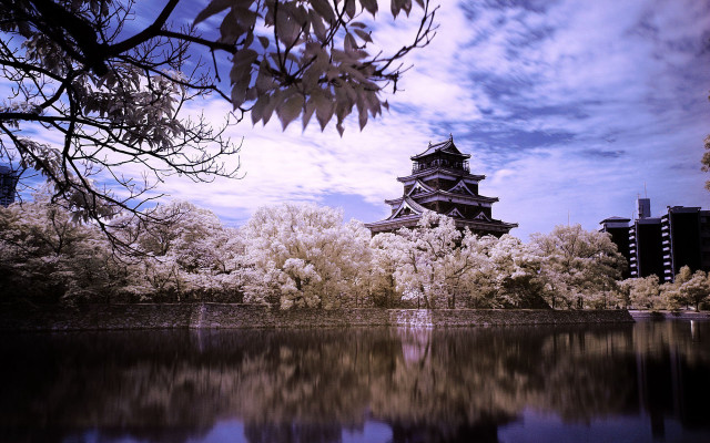 Castle lake trees leaves background free wallpaper - medium preview image