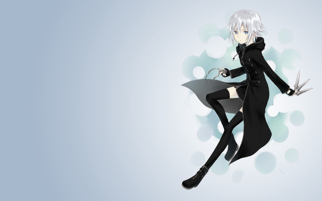 Woman black suit umbrella scissors free wallpaper - medium preview image
