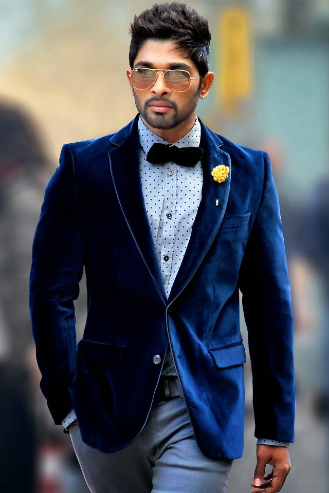 Man blue suit bow tie free wallpaper - medium preview image