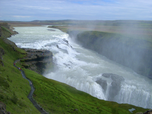 Waterfall road rainbow person side free wallpaper - medium preview image