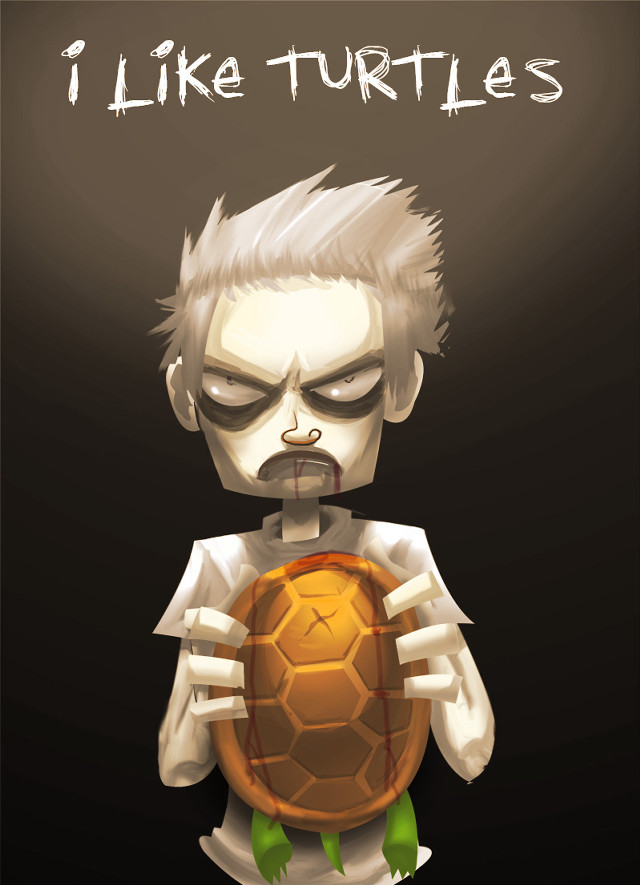 Cartoon character holding turtle caption free wallpaper - medium preview image
