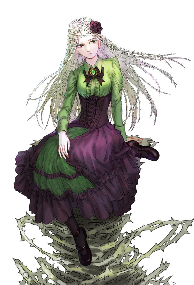 Woman green dress branches hair free wallpaper - medium preview image
