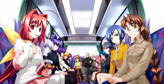 Train people anime characters sitting free wallpaper - medium preview image