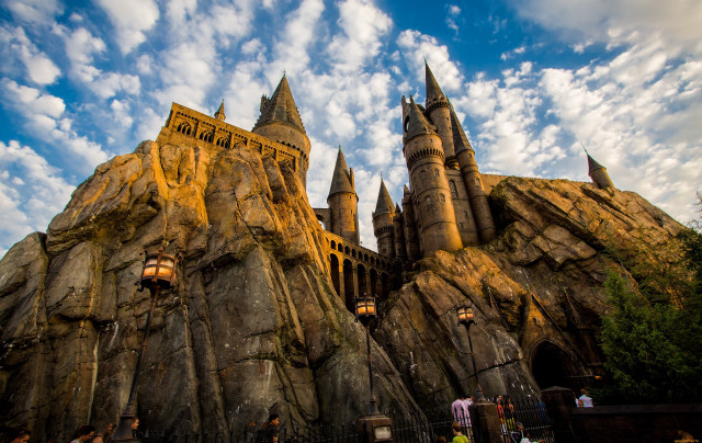 Castle people sky clouds background free wallpaper - medium preview image