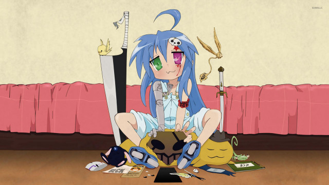 Cartoon character sitting floor sword free wallpaper - medium preview image