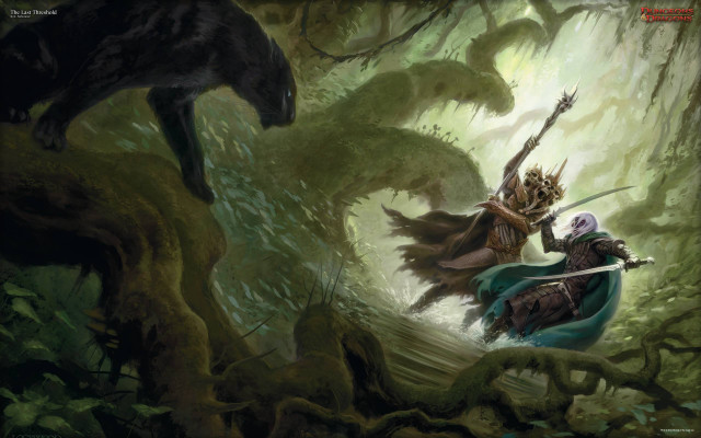 Woman sword forest wolf man #2 free wallpaper - medium preview image
