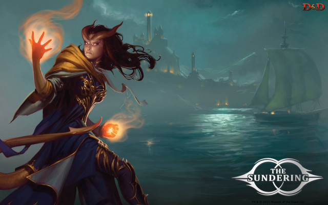 Woman holding torch ship ocean free wallpaper - medium preview image
