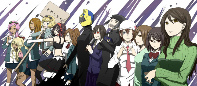 Anime characters group purple white free wallpaper - medium preview image