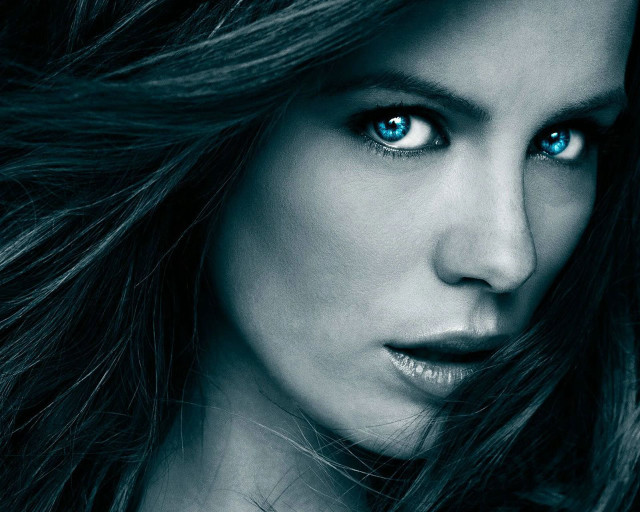 Woman blue eyes long hair #10 free wallpaper - medium preview image