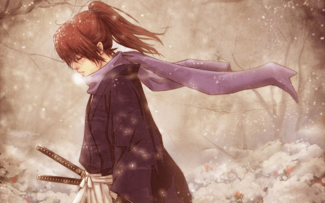 Woman sword snowy forest snow free wallpaper - medium preview image