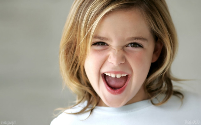 Young girl toothbrush white shirt free wallpaper - medium preview image