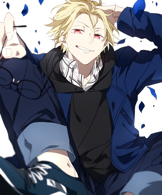 Blonde man sitting flowers smile free wallpaper - medium preview image