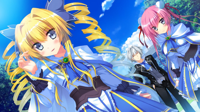Anime girls blue sky clouds #21 free wallpaper - medium preview image