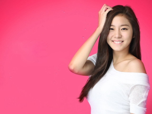 Woman pink background long hair free wallpaper - medium preview image