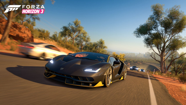 Car forest road autumn sunset free wallpaper - medium preview image