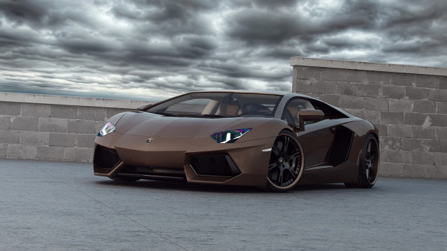 Brown sports car brick wall #3 free wallpaper - medium preview image