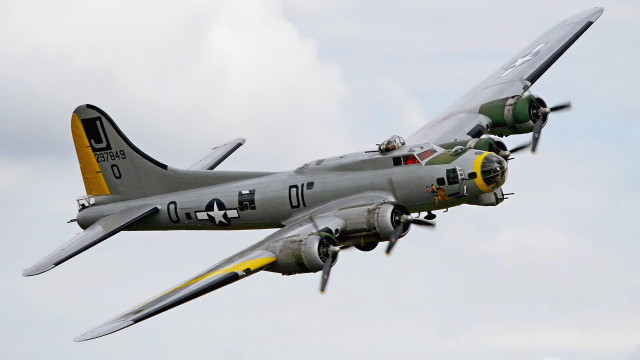 Fighter jet cloudy sky propellers free wallpaper - medium preview image