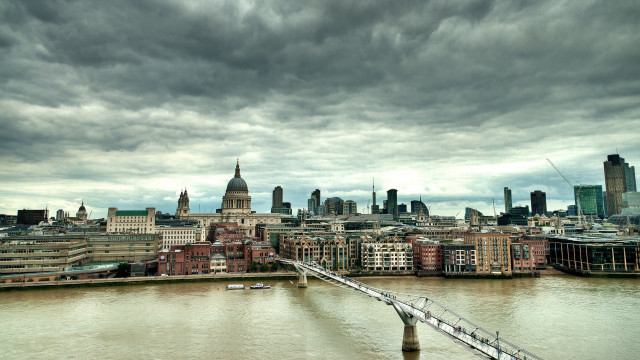 City bridge cloudy sky river free wallpaper - medium preview image