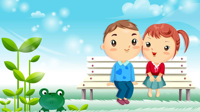 Couple bench frog plant leaves free wallpaper - medium preview image
