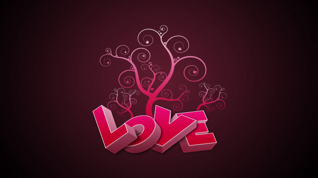 Love tree swirls red background free wallpaper - medium preview image