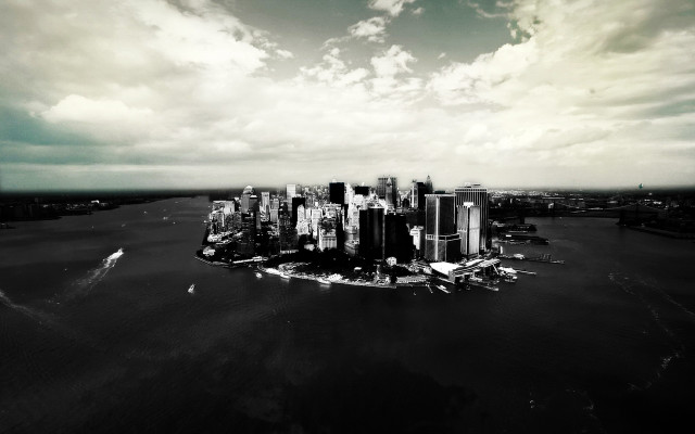 Black white city cloudy sky free wallpaper - medium preview image