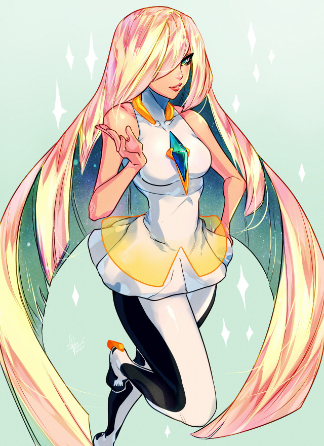 Cartoon girl blonde long hair #2 free wallpaper - medium preview image