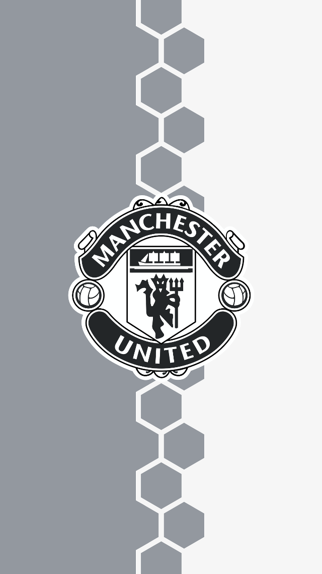 Manchester united logo black white free wallpaper - medium preview image