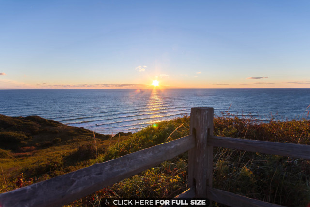 Wooden fence hill ocean sunset free wallpaper - medium preview image