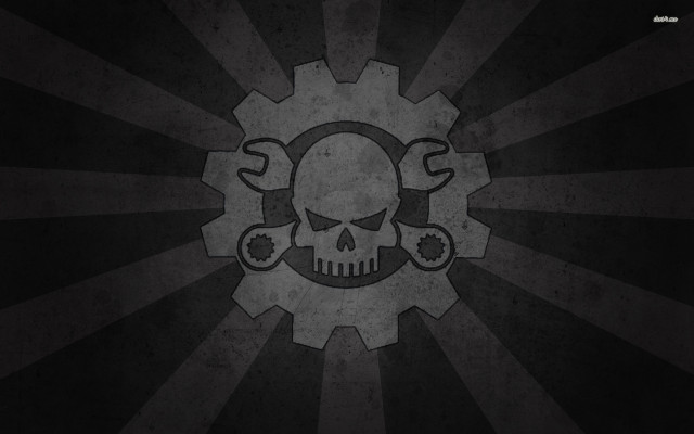 Skull wrench gears dark background free wallpaper - medium preview image
