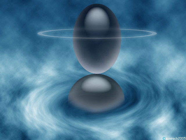 Black object floating blue liquid free wallpaper - medium preview image