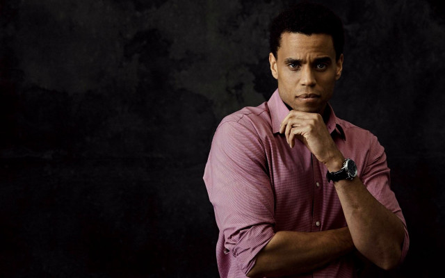 Man pink shirt posing hands free wallpaper - medium preview image
