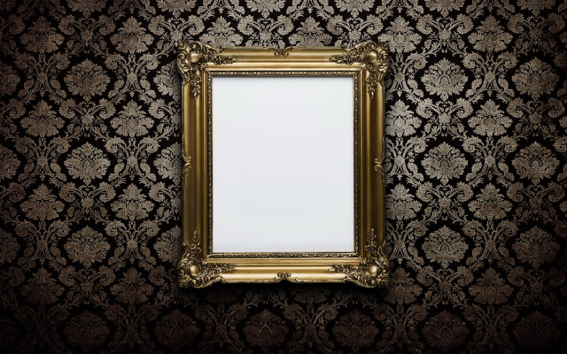 Gold framed mirror black damask free wallpaper - medium preview image