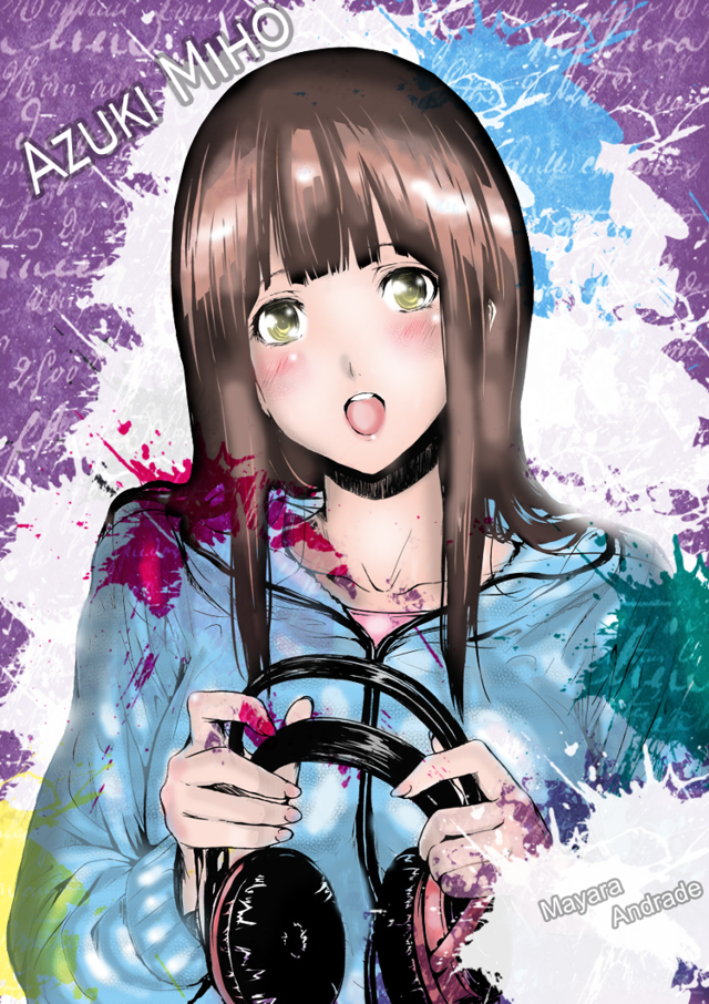 Girl headphones steering funny face free wallpaper - medium preview image