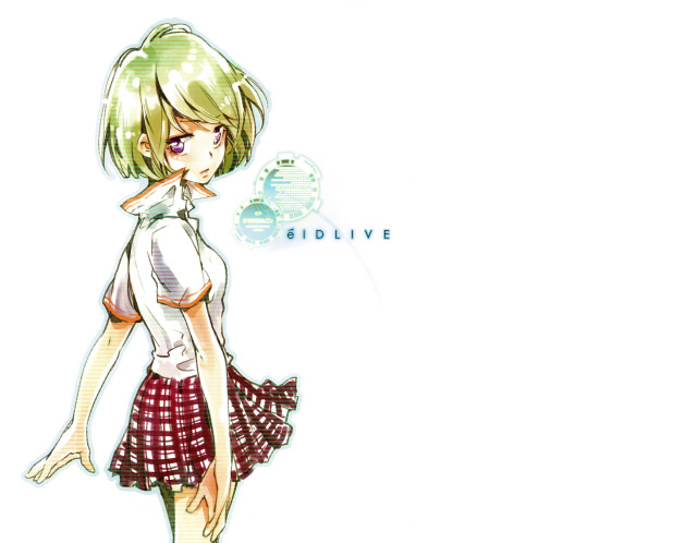 Girl green hair plaid skirt free wallpaper - medium preview image
