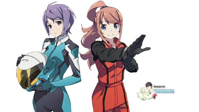 Anime girls long hair helmets free wallpaper - medium preview image