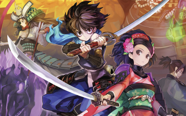 Anime characters swords woman kimono free wallpaper - medium preview image