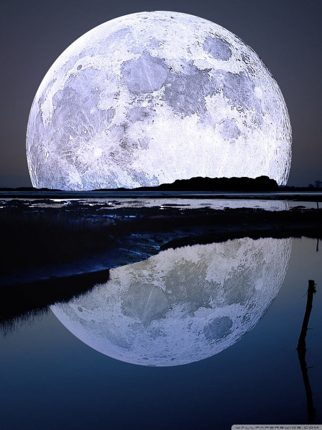 Full moon lake reflection night #2 free wallpaper - medium preview image