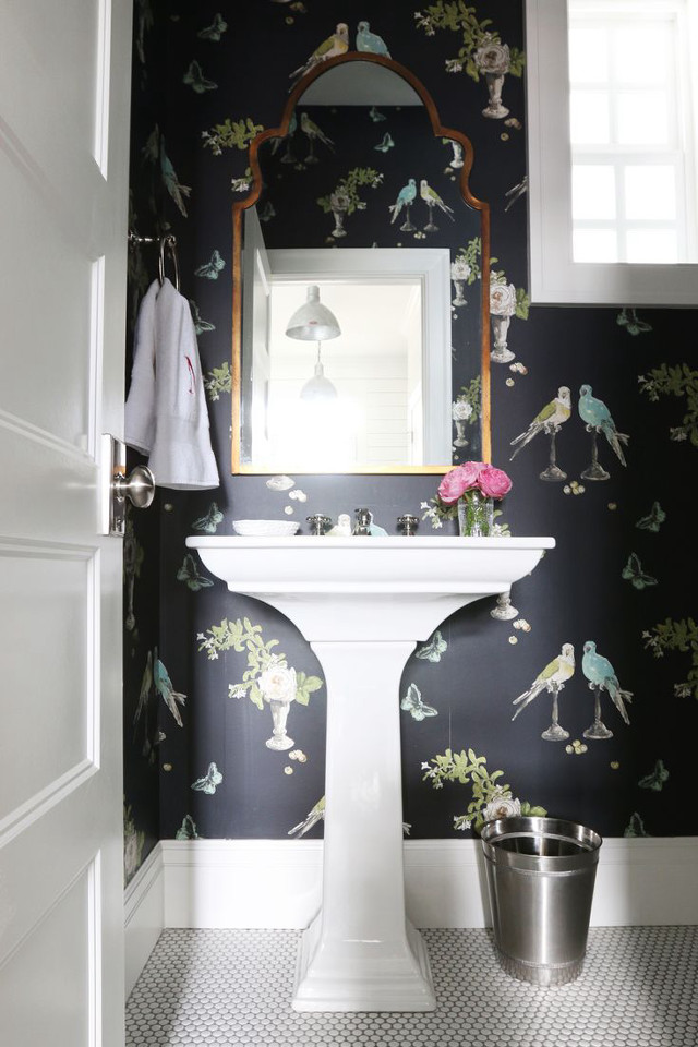 Bathroom sink mirror toilet flowerpot free wallpaper - medium preview image