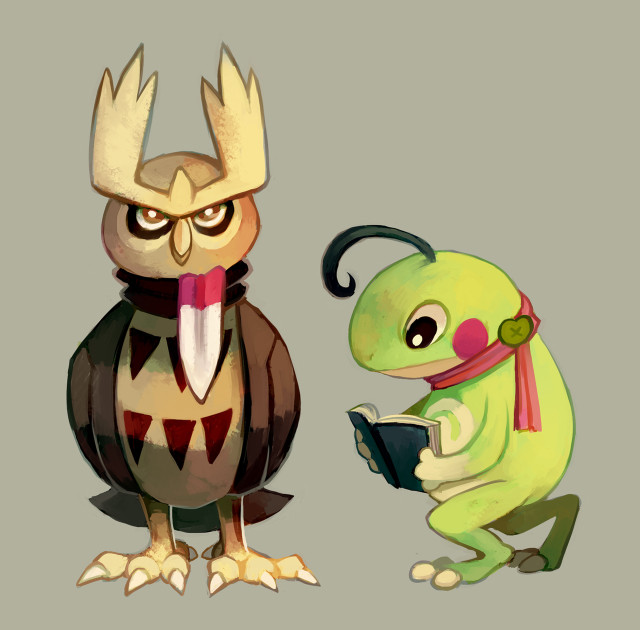 Frog owl horns cartoon image free wallpaper - medium preview image