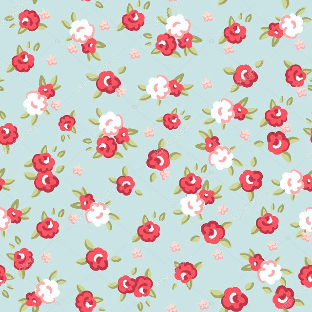 Blue background red white flowers free wallpaper - medium preview image