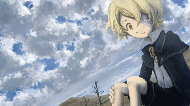 Person sitting rock sky background free wallpaper - medium preview image