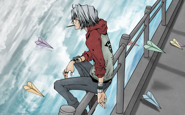 Person sitting railing paper airplanes free wallpaper - medium preview image