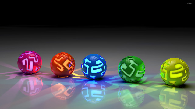 Colorful balls with numbers black free wallpaper - medium preview image