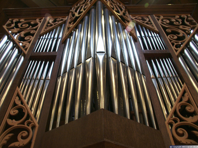Pipe organ wooden frame metal free wallpaper - medium preview image