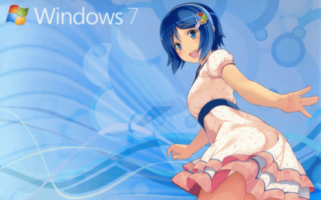 Girl dress blue background windows7 free wallpaper - medium preview image