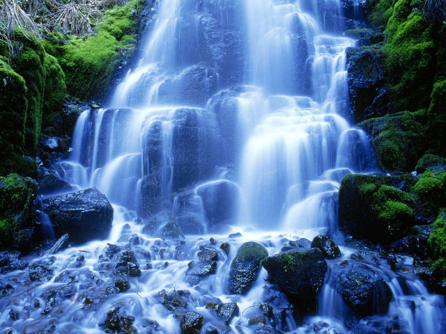 Waterfall flowing water rocks nature free wallpaper - medium preview image