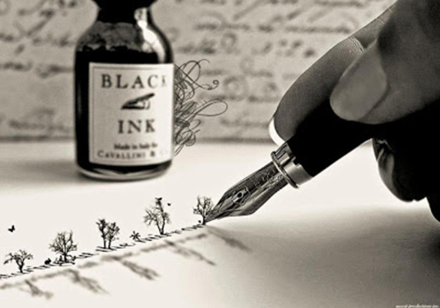 Writing person pen ink bottle free wallpaper - medium preview image