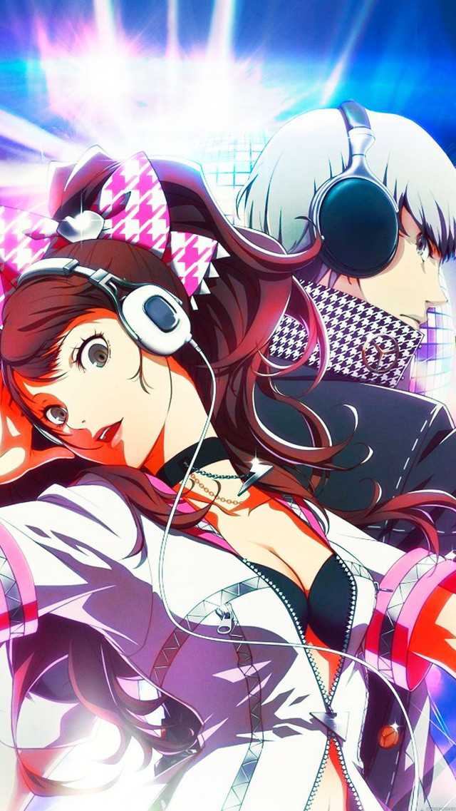 Anime couple headphones microphone characters free wallpaper - medium preview image
