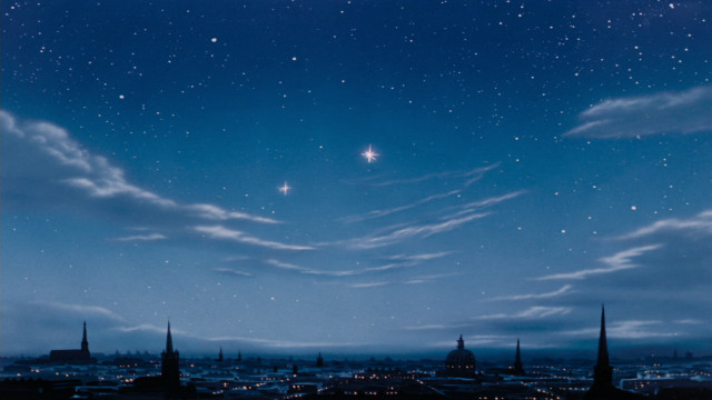 Night sky stars clouds cityscape free wallpaper - medium preview image
